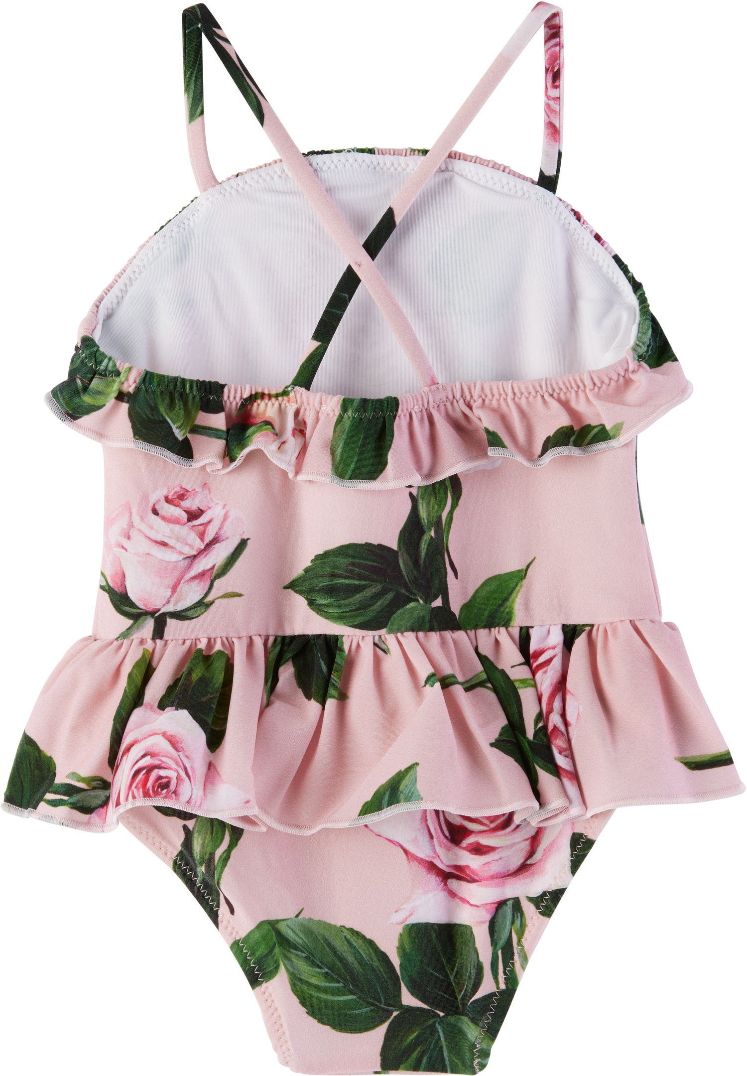 Badetøj Dolce & Gabbana Dolce&Gabbana Rose-Print Swimsuit with Ruffles Lyserød | L2J861 ON04Q, 1