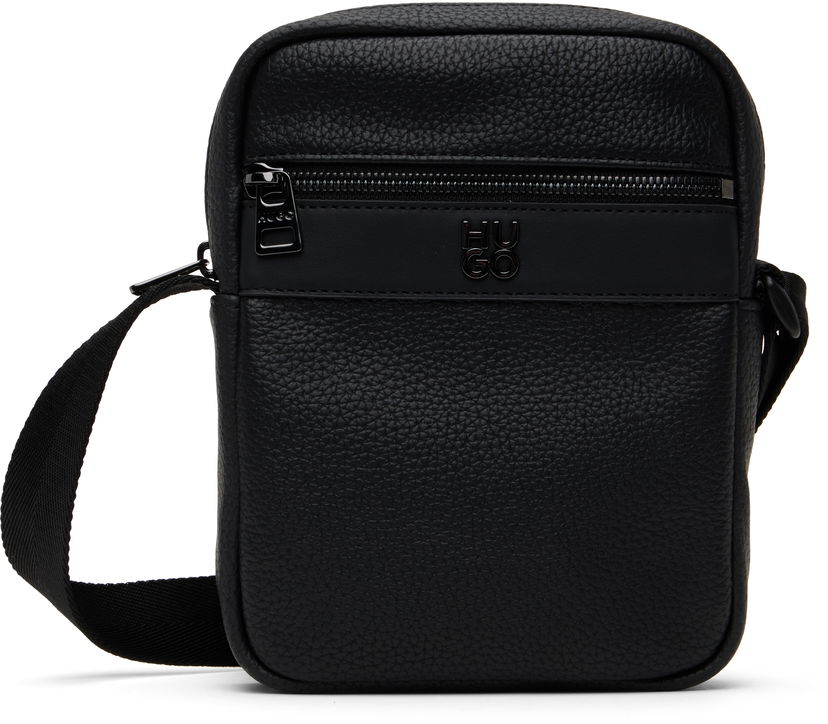 Skuldertaske BOSS Hugo Logo Hardware Faux-Leather Messenger Bag Sort | 50547439