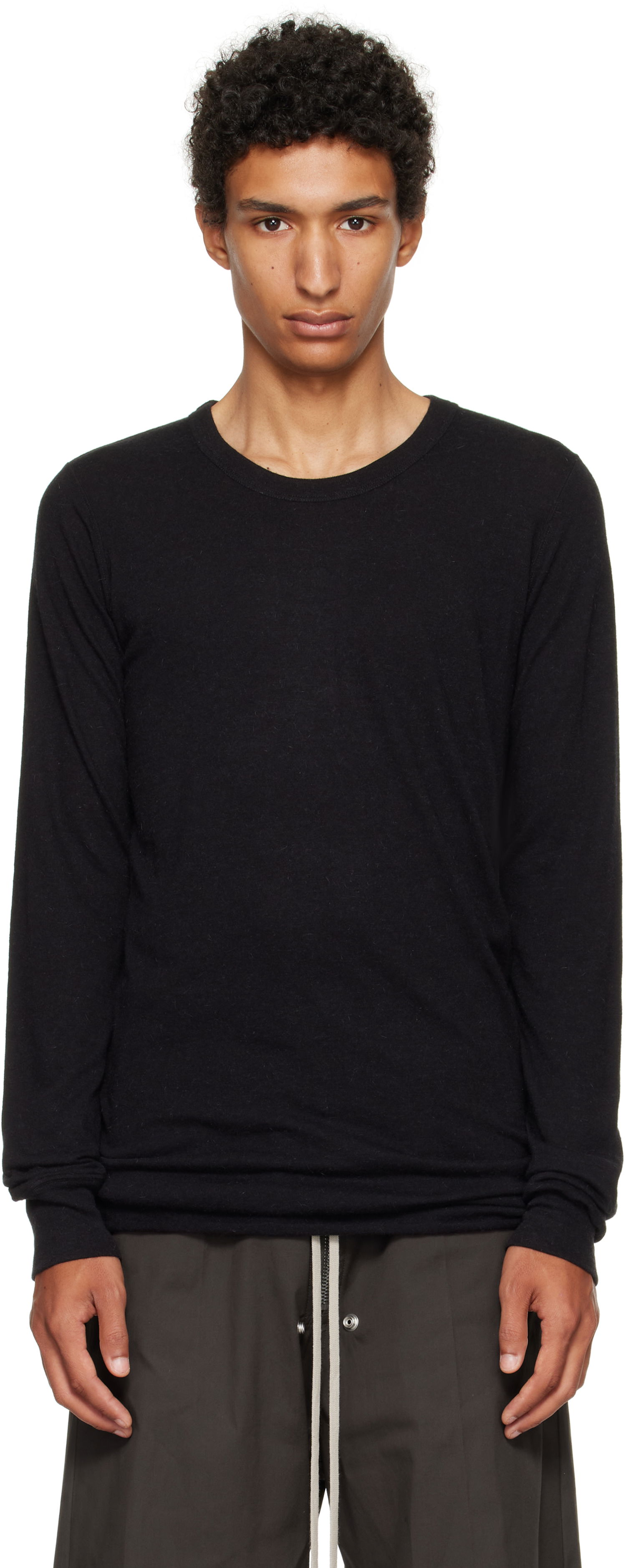 T-shirt Rick Owens Concordians Basic Long Sleeve T-shirt Sort | RU02E1252 JR, 0