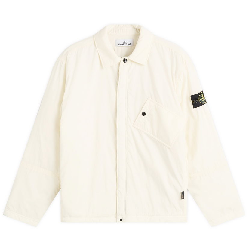 Skjorte Stone Island Stone Island Ripstop Cordura Zip Overshirt, Size Large Hvid | K2S151200007-V0093