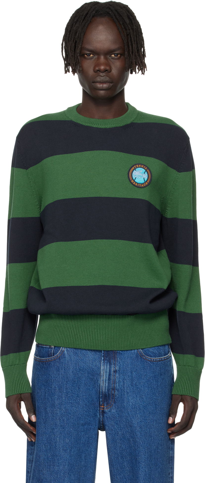Sweater Lacoste Lacoste Striped Cotton Jersey Sweater Grøn | AH5179_C5C