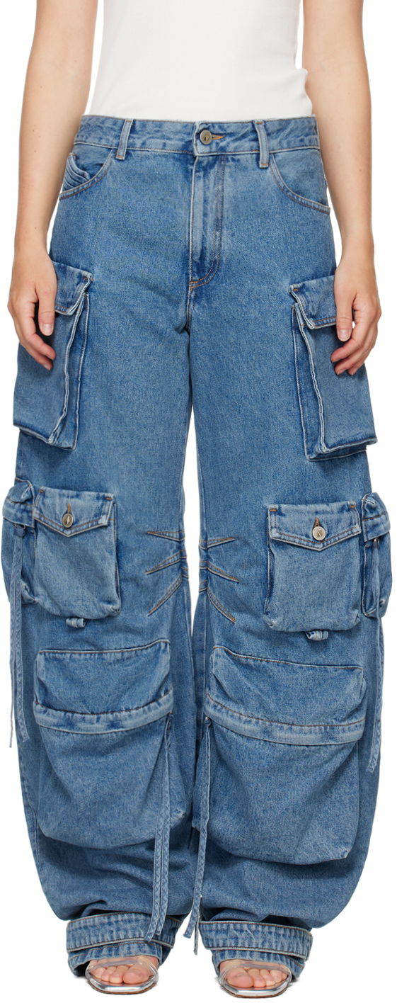 Jeans The Attico Attico Fern Cargo Wide-Leg Jeans Blå | 247WCP84 D049