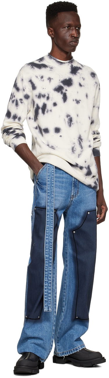 Sweater We11done Tie-Dye Wool Sweater Hvid | WD-KT1-22-604-U-BK, 3