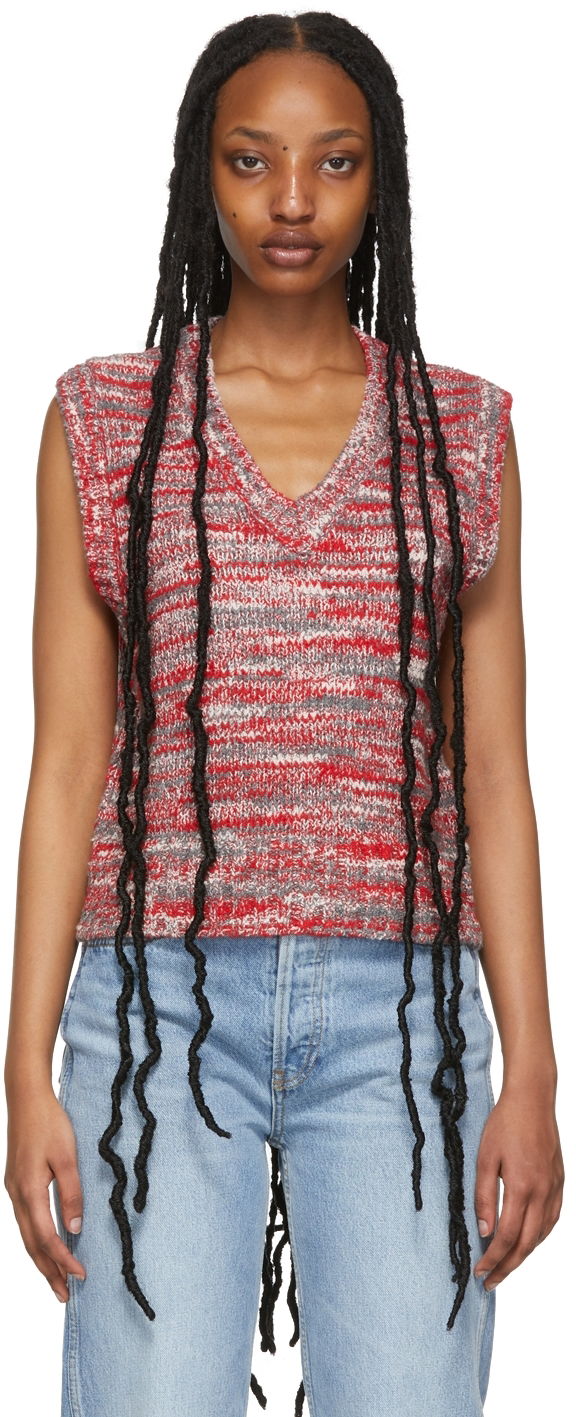 Sweater RE/DONE Striped Sweater Vest Rød | 569-10W6SWTV