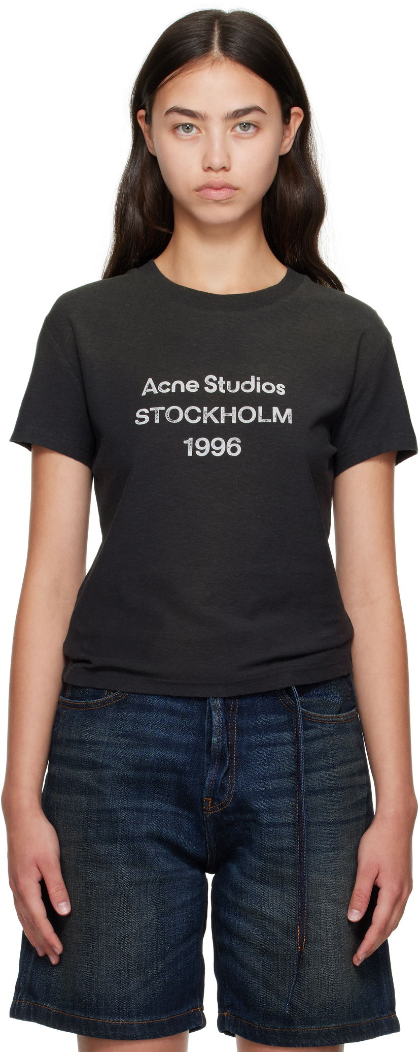T-shirt Acne Studios Acne Studios Logo T-Shirt Sort | CL0395-