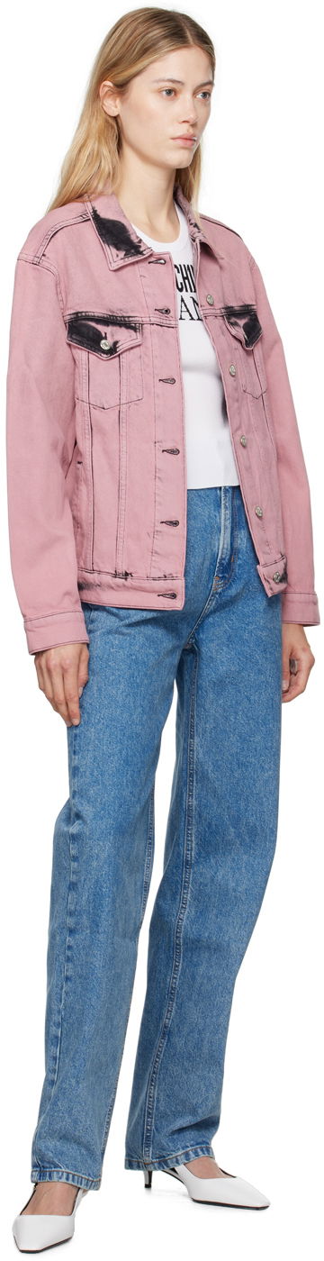 Jakke Moschino Faded Denim Jacket Lyserød | 242K1A0502, 3
