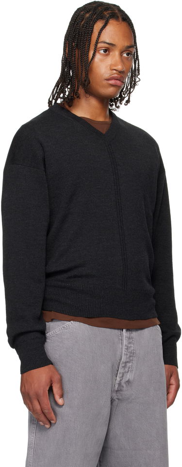 Sweater LEMAIRE LEMAIRE V-Neck Sweater Sort | TO1430 LK087, 1