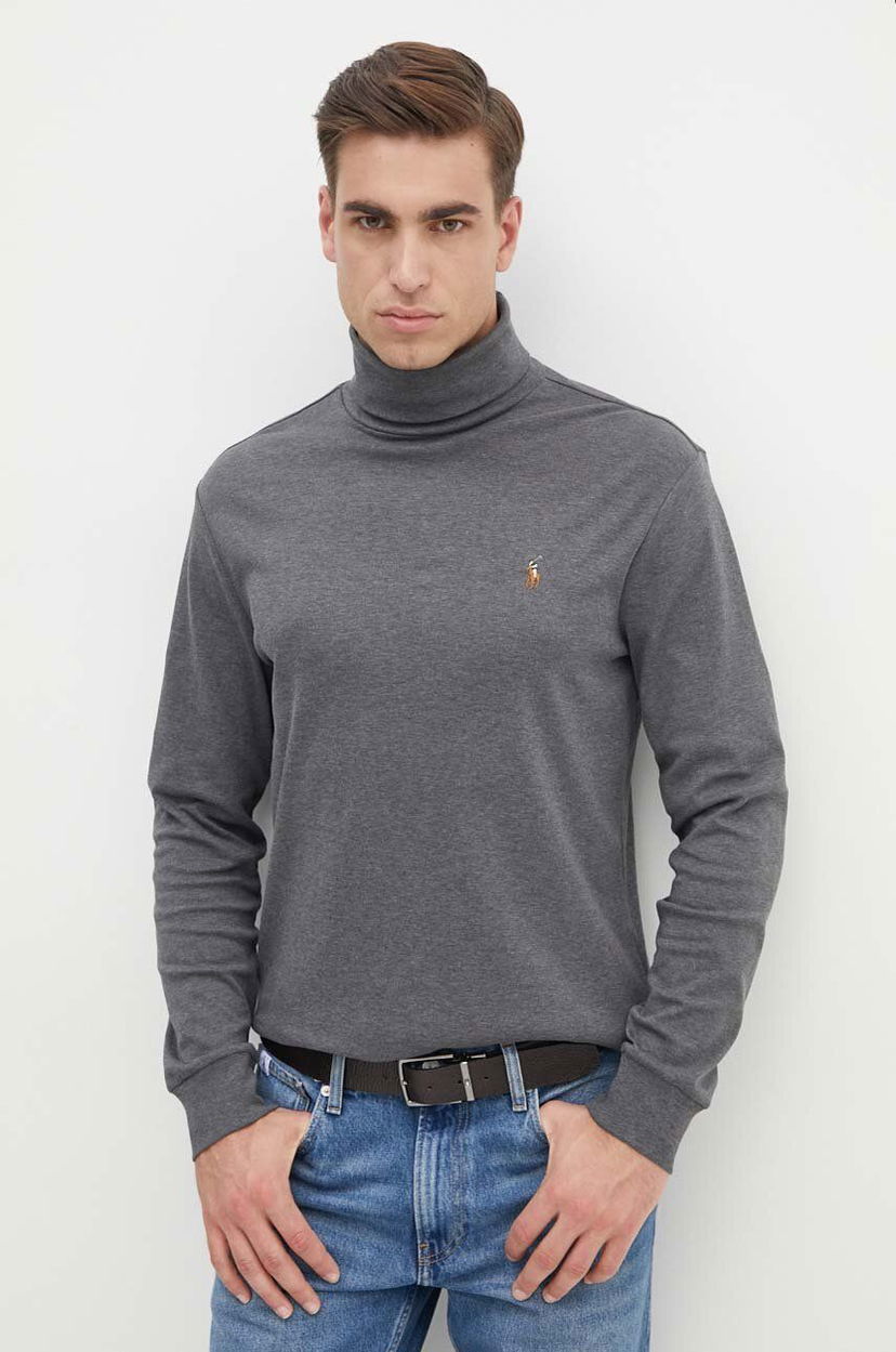 Sweater Polo by Ralph Lauren Lightweight Cotton Turtleneck Grå | 710760126