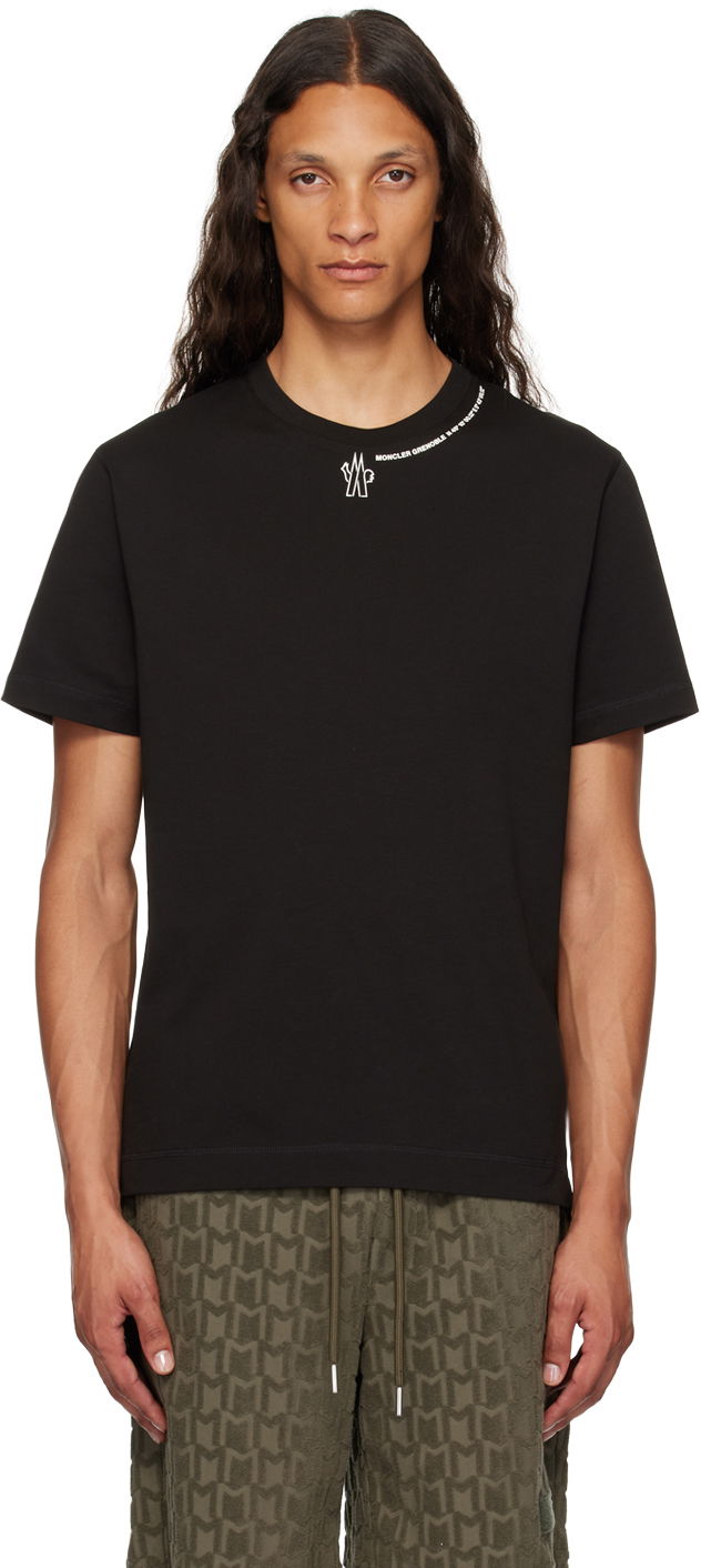 T-shirt Moncler Grenoble Black Printed Logo T-Shirt Sort | J20978C0000283927