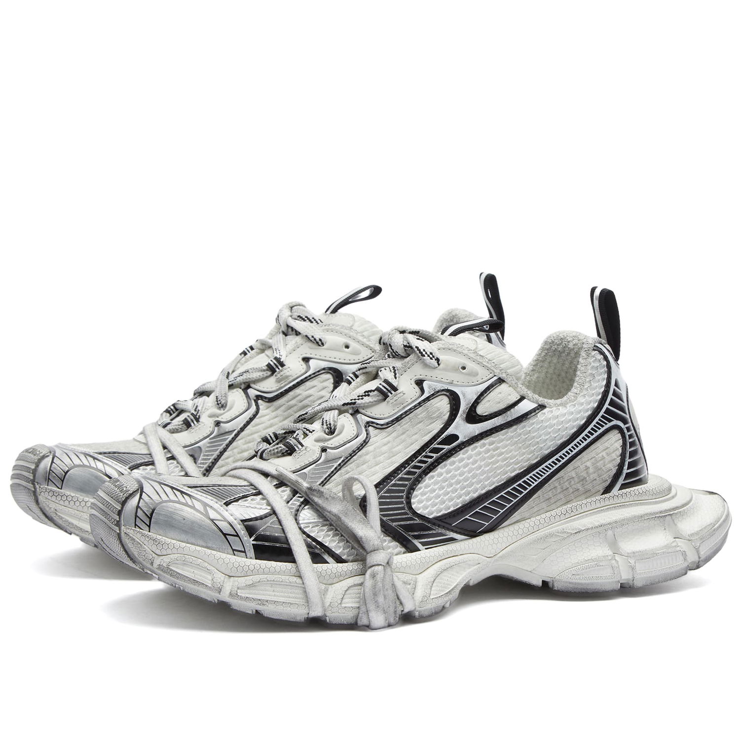 Sneakers og sko Balenciaga Men's 3XL Sneakers in Eggshell/Black, Size UK 10 | END. Clothing Grå | 734734-W3XL4-9710, 0