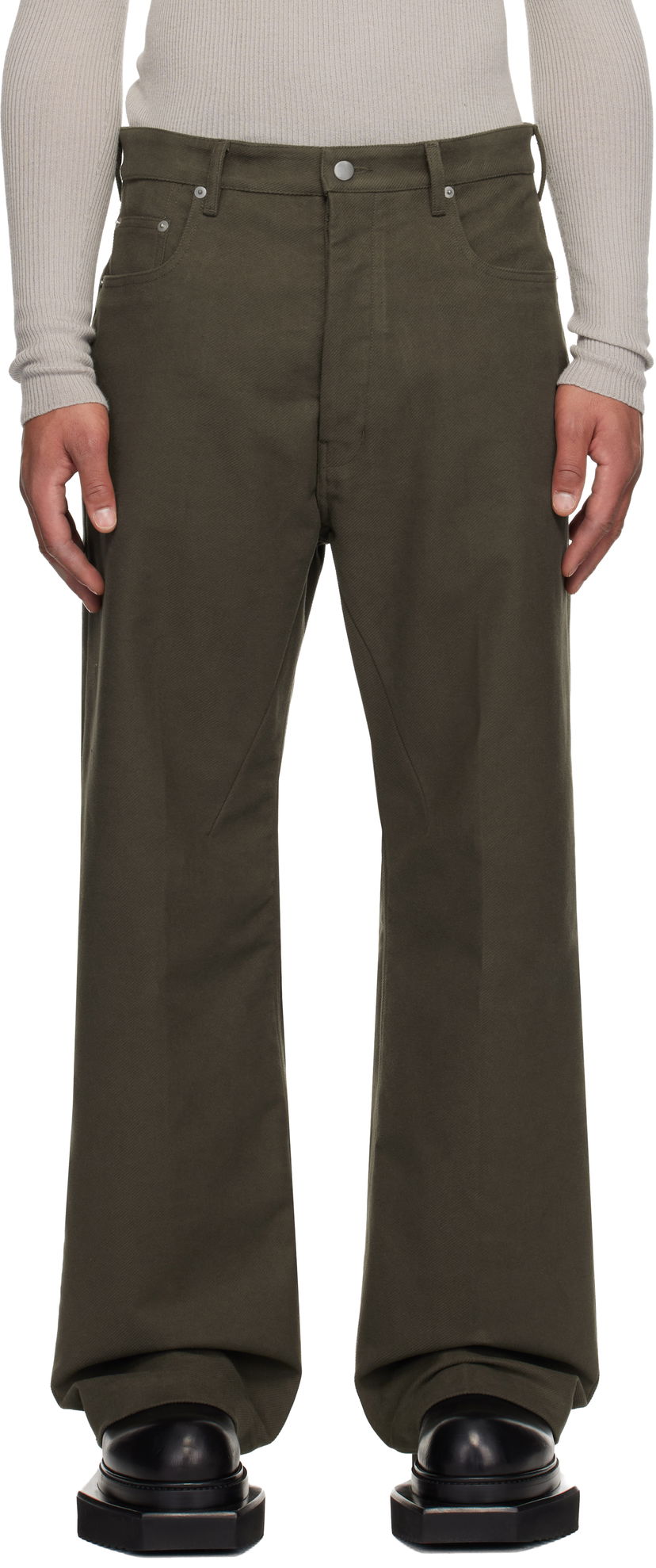 Jeans Rick Owens Concordians Geth Wide-Leg Twill Jeans Grøn | RU02E1333 TB