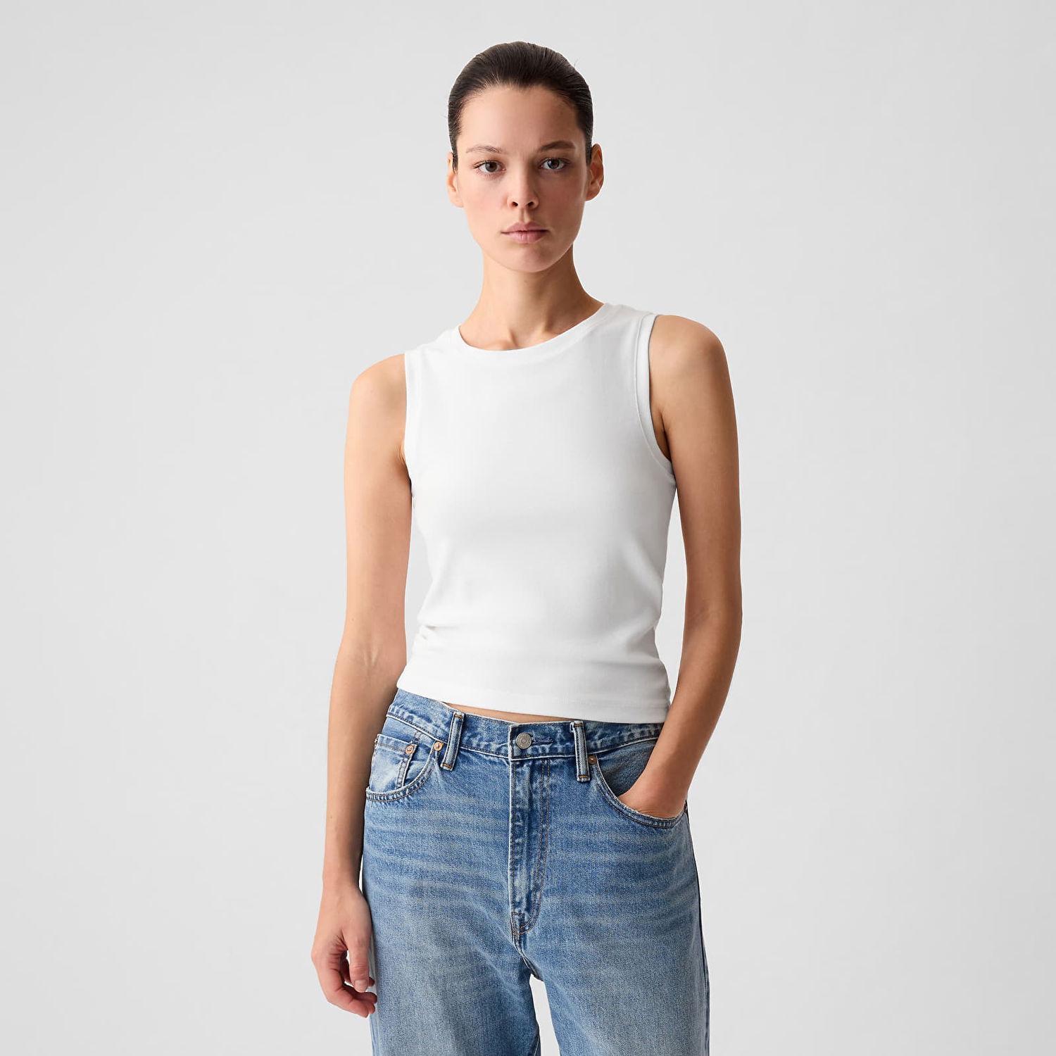 Tanktop GAP Sleeveless Modal Shell Fresh White Hvid | 540735-04, 0