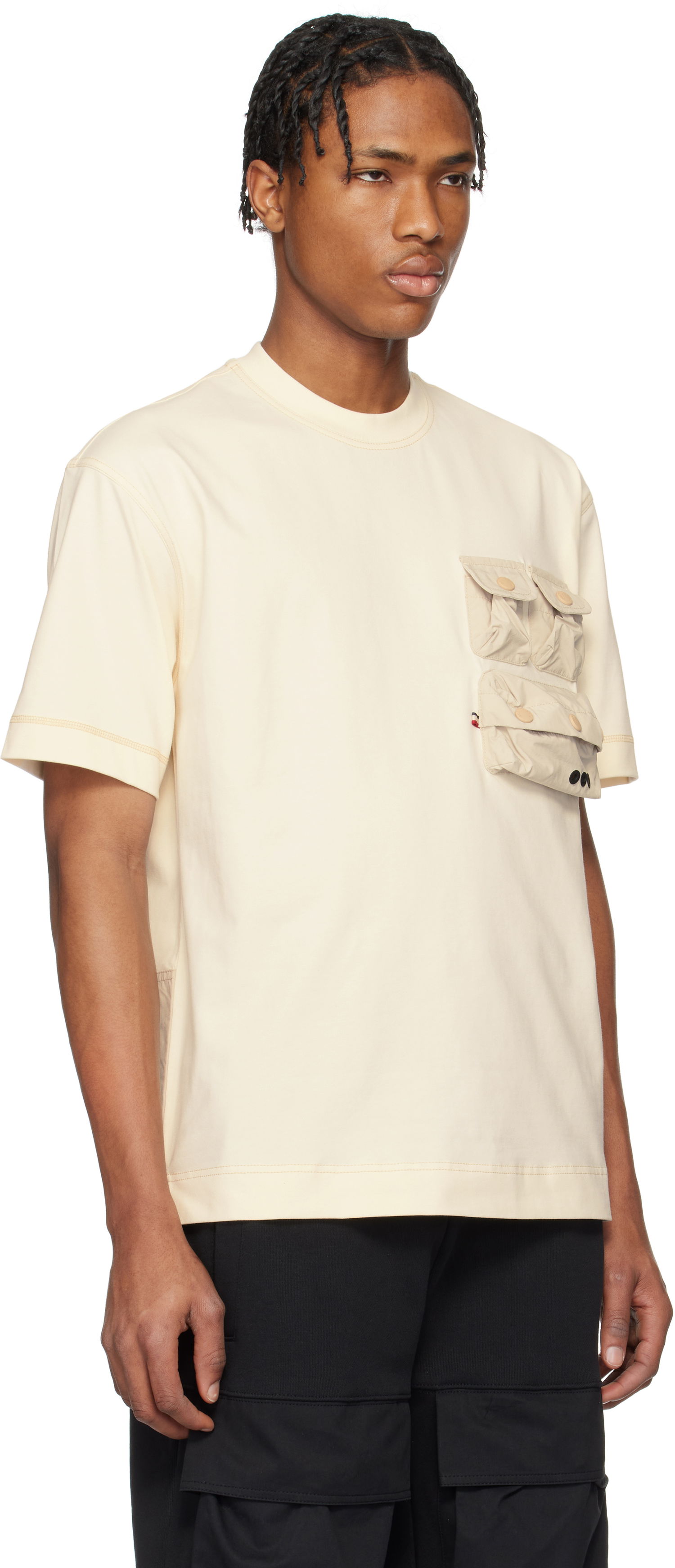 T-shirt Moncler Moncler Grenoble Cotton T-Shirt with Pockets Beige | K10978C0000389AW1, 1