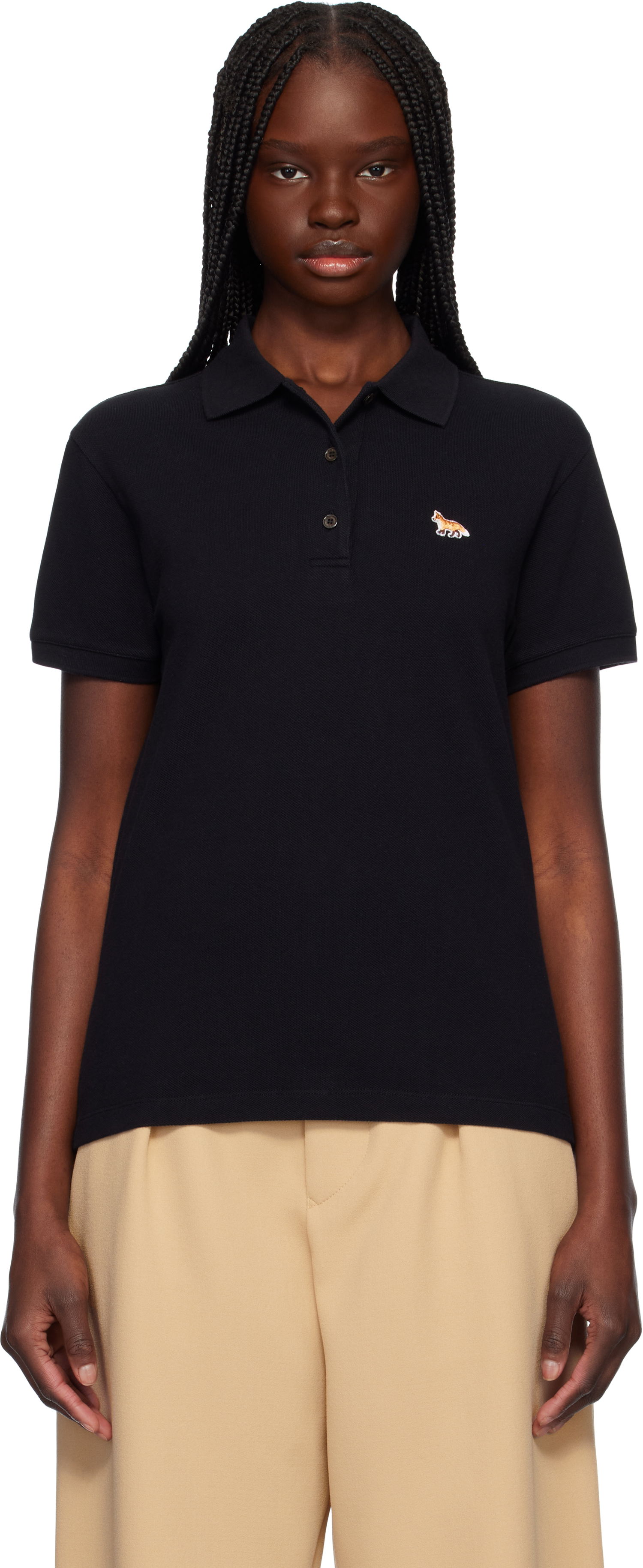 Polo skjorte MAISON KITSUNÉ Maison Kitsuné Baby Fox Patch Regular Polo Sort | OW00207KJ7010, 0