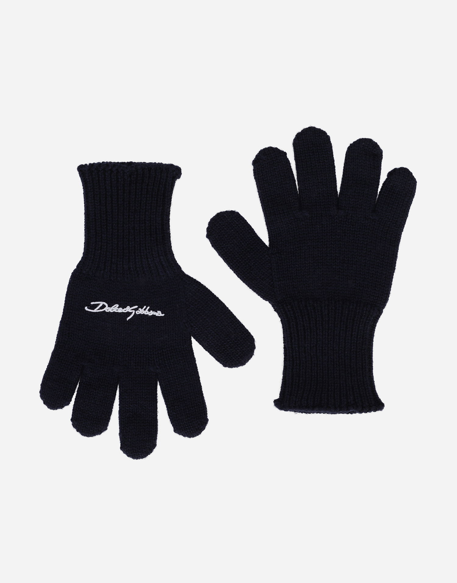 Handsker Dolce & Gabbana Dolce & Gabbana Ribbed Knit Gloves With Logo Mørkeblå | LBKAC7JCVF9B6712, 0