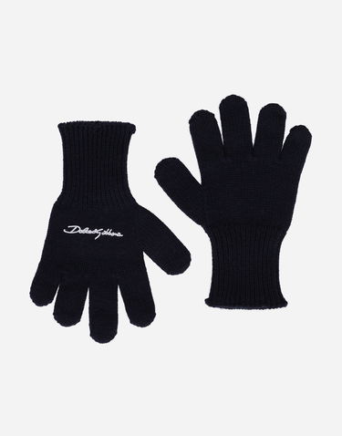 Handsker Dolce & Gabbana Dolce & Gabbana Ribbed Knit Gloves With Logo Mørkeblå | LBKAC7JCVF9B6712, 0