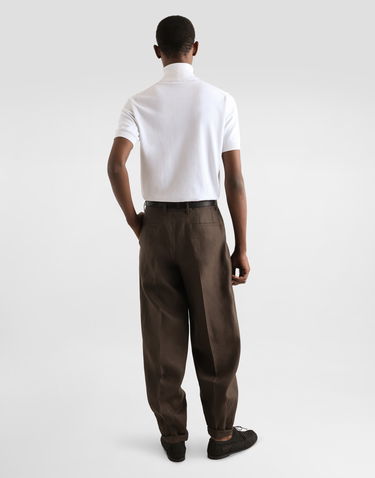 Bukser Dolce & Gabbana Dolce & Gabbana Linen Turned-Up Cuff Pants Brun | GP114TFU4MCM3977, 2