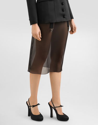 Nederdel Dolce & Gabbana Dolce & Gabbana Chiffon Voile Calf-Length Skirt Sort | F4BBYTFUAA1N0000, 3