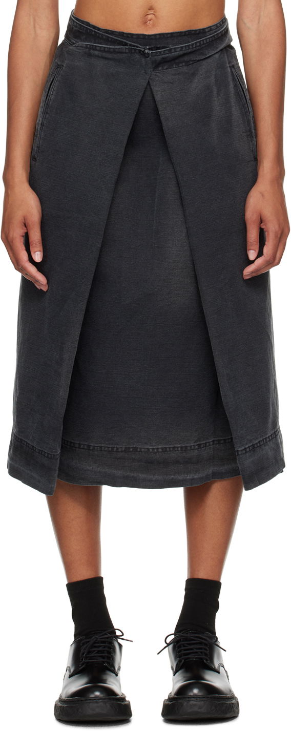 Nederdel YMC YMC George Midi Wrap Skirt Sort | Q3WAA