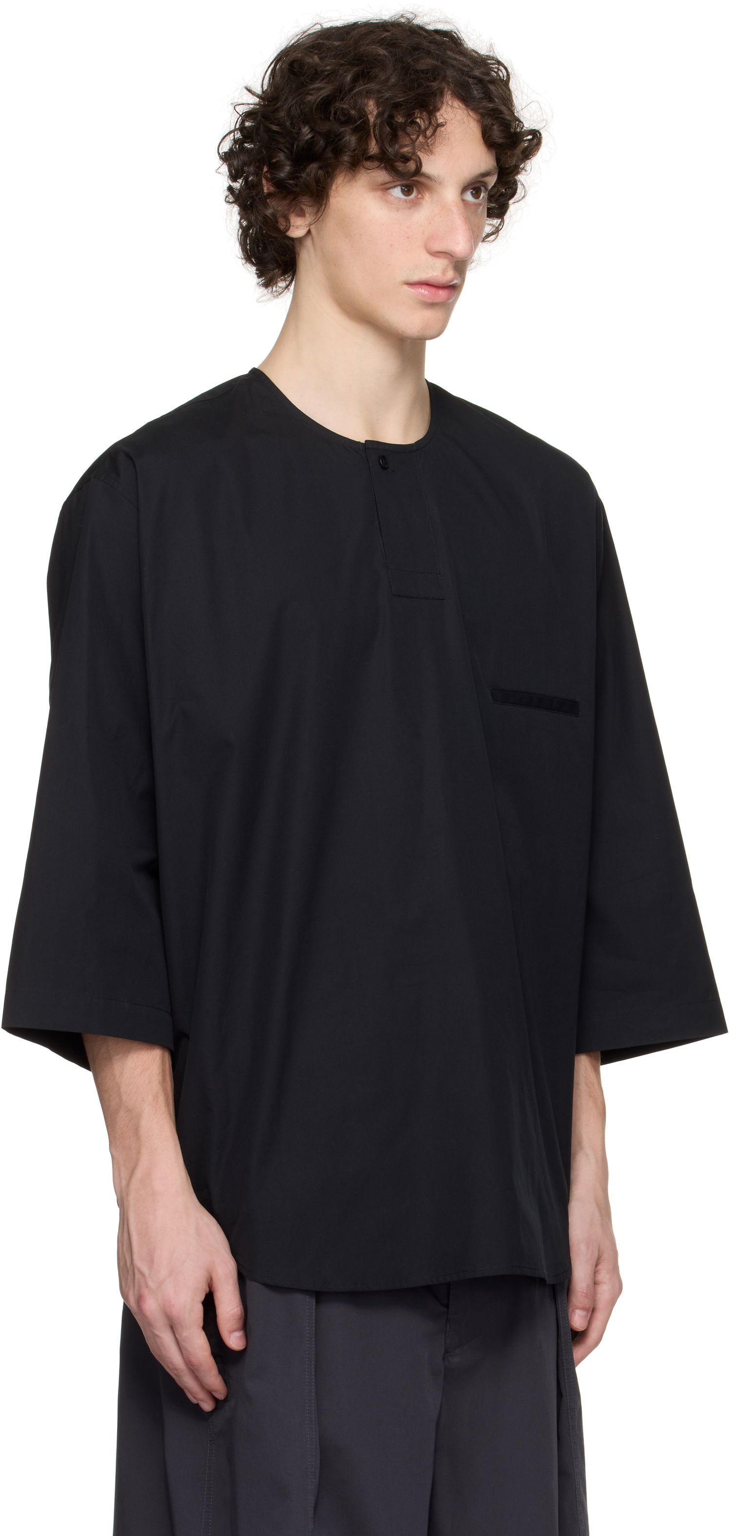 Skjorte LEMAIRE Lemaire Short Sleeve Henley Sort | TO1326 LF839, 1