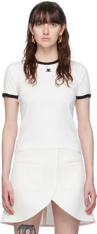 T-shirt Courrèges Courrèges Signature Trim T-Shirt Hvid | VESJTS017JS0070, 0