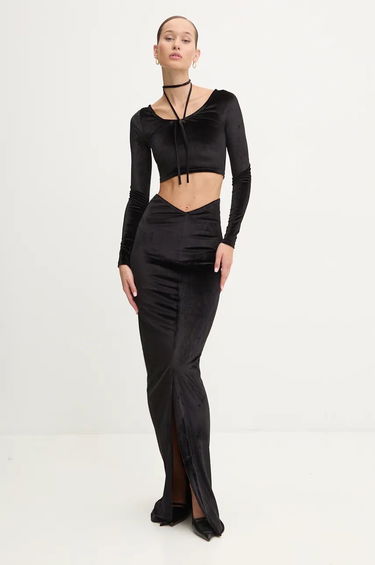 Crop top Fiorucci Long Sleeve Velvet Crop Top Sort | W01FMTLO115VR01BK01, 1