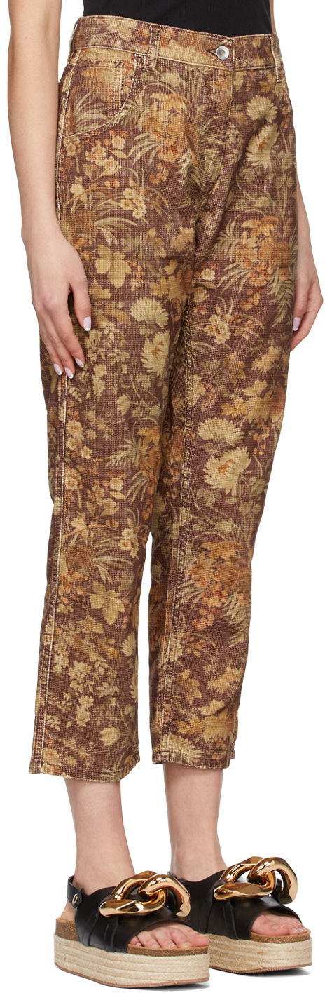 Bukser YMC YMC Floral Print Straight-Leg Jeans Brun | Q4SAQ, 1