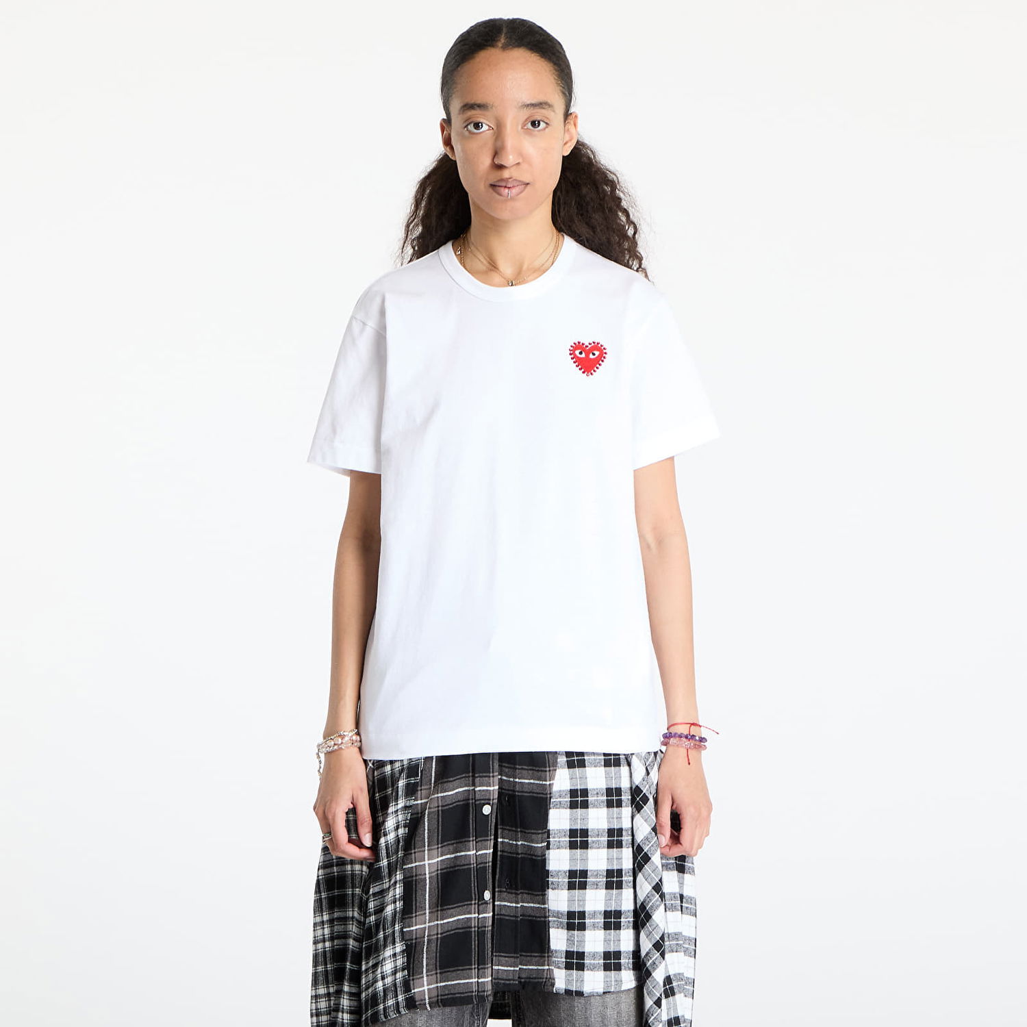 T-shirt Comme des Garçons Comme des Garçons PLAY Emblem Rhinestone T-Shirt Hvid | AX-T801 WHITExRED, 1