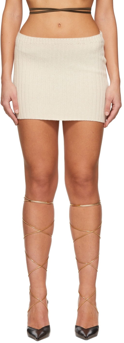 Nederdel GUIZIO Guizio Wool Mini Skirt Beige | DGF21M1026