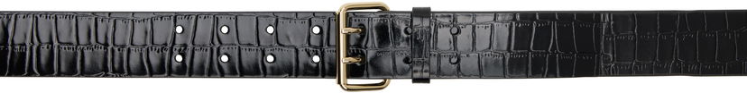 Bælter Anine Bing Anine Bing Mila Croc-Effect Leather Belt Sort | A-12-10817-BLK1
