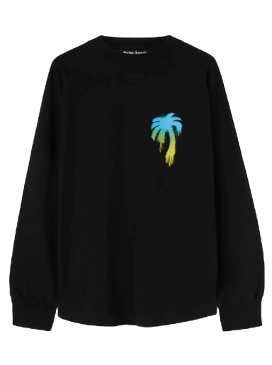 T-shirt Palm Angels Sprayed Palm Logo Over Tee Sort | PMAB001F22JER0031055