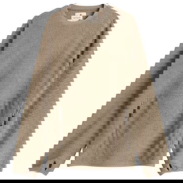 Sweatshirt Snow Peak Textured Thermo Control Crew Neck Pullover with Zippered Pockets and Thumbholes Beige | SW-25AU0050-GRY, 0