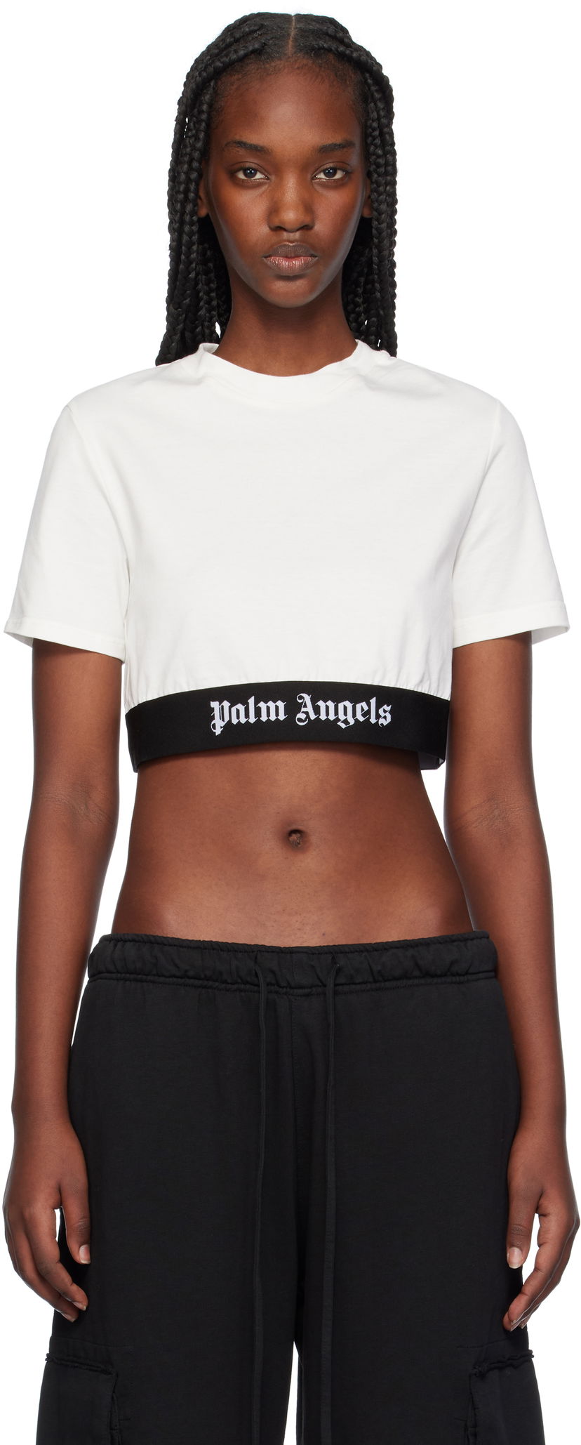 Crop top Palm Angels Logo Tape Cropped Hvid | PWAA067C99JER0010310