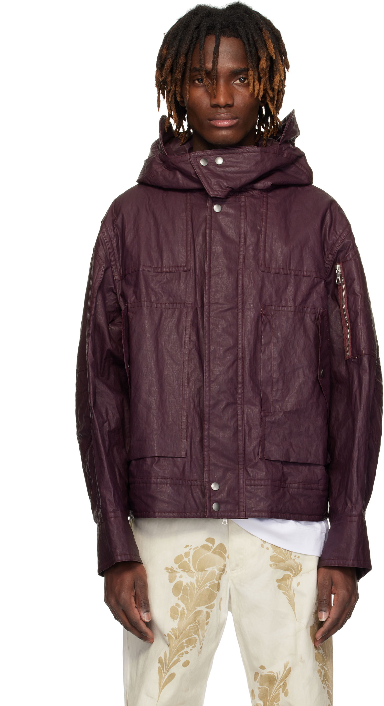 Parka Dries Van Noten Dries Van Noten Flap Pocket Hooded Jacket Bourgogne | 251-020516-1285, 0