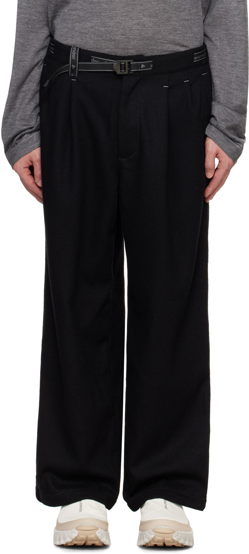 Bukser and wander Rewool Tweed Wide Trousers Sort | 5744282188