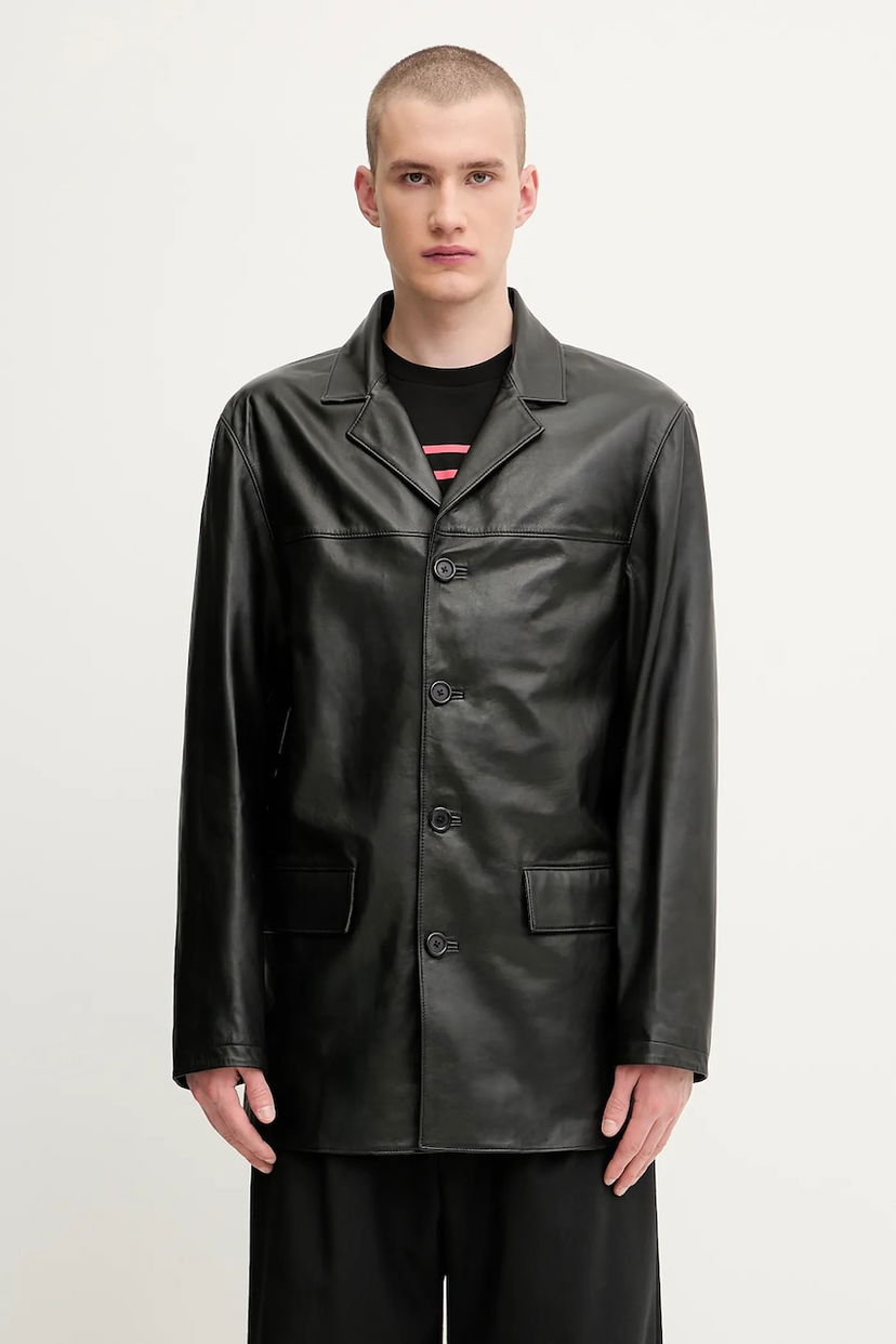 Jakke 1017 ALYX 9SM 1017 ALYX 9SM Four Button Leather Jacket Sort | AAMOU0548LE01