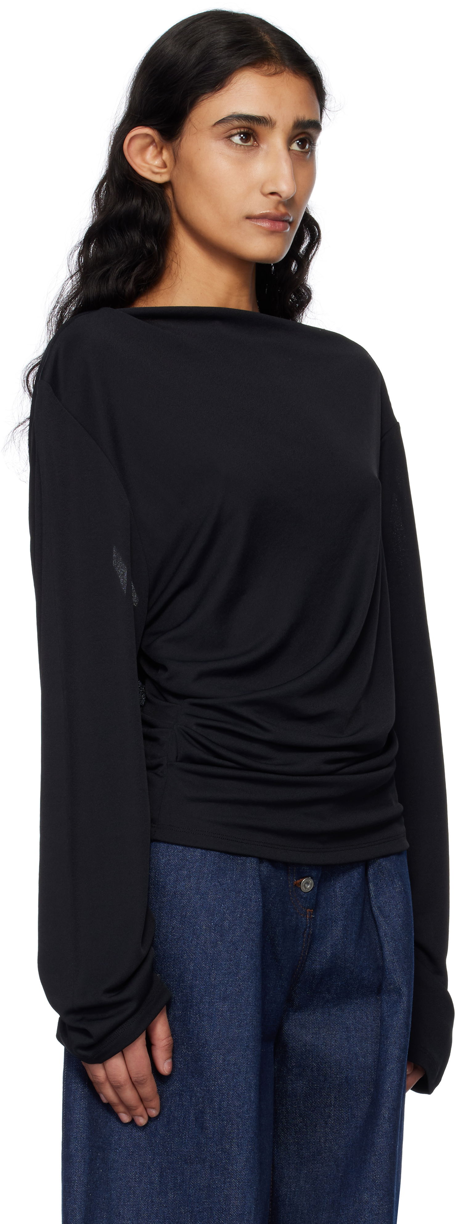 Sweater Jacquemus Jacquemus 'The Croisière' Gathered Long Sleeve Blouse Sort | 25E251TO121-1026, 1