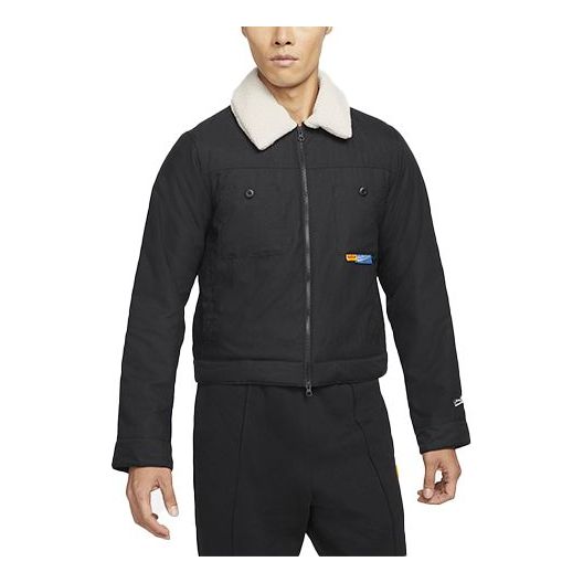 Bomberjakke Nike Fleece Lapel Padded Jacket Sort | DA6716-010