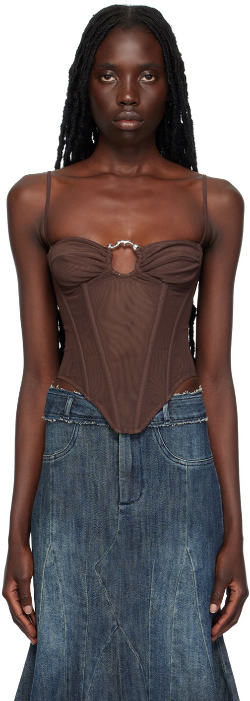 Tanktop Miaou Miaou Hannah Jewett Edition Deia Corset Top Brun | 7069PM1UMB