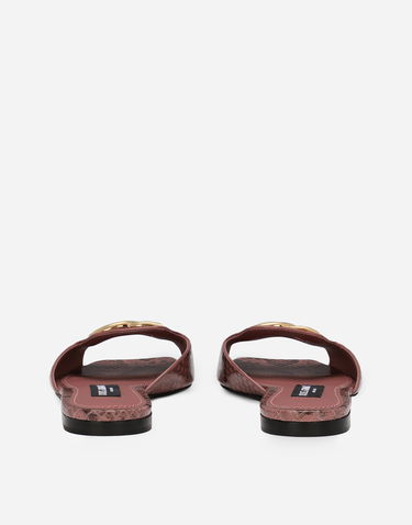 Tilbehør Dolce & Gabbana Dolce & Gabbana Python Skin Slides with DG Buckle Lyserød | CQ0593A2Y688H415, 2