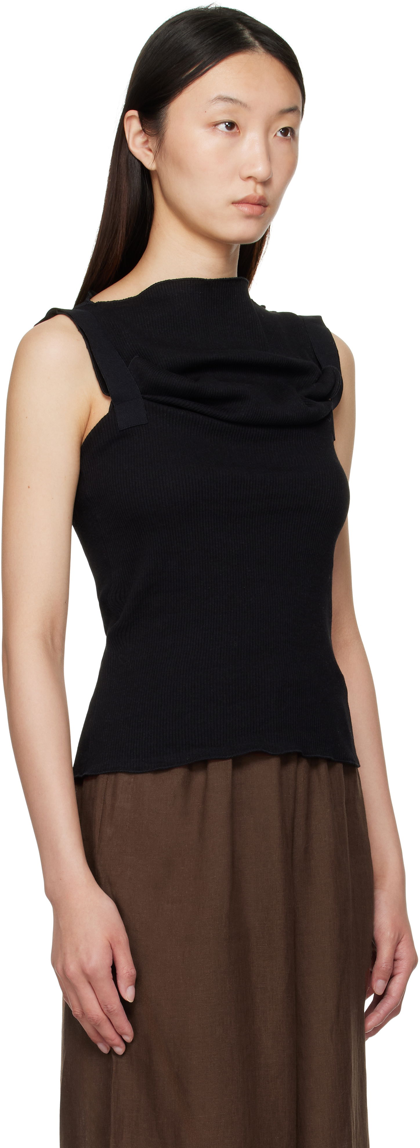 Tanktop Baserange Baserange Lud Cowl Neck Sleeveless Top Sort | TTLT-RCR-AU25, 1