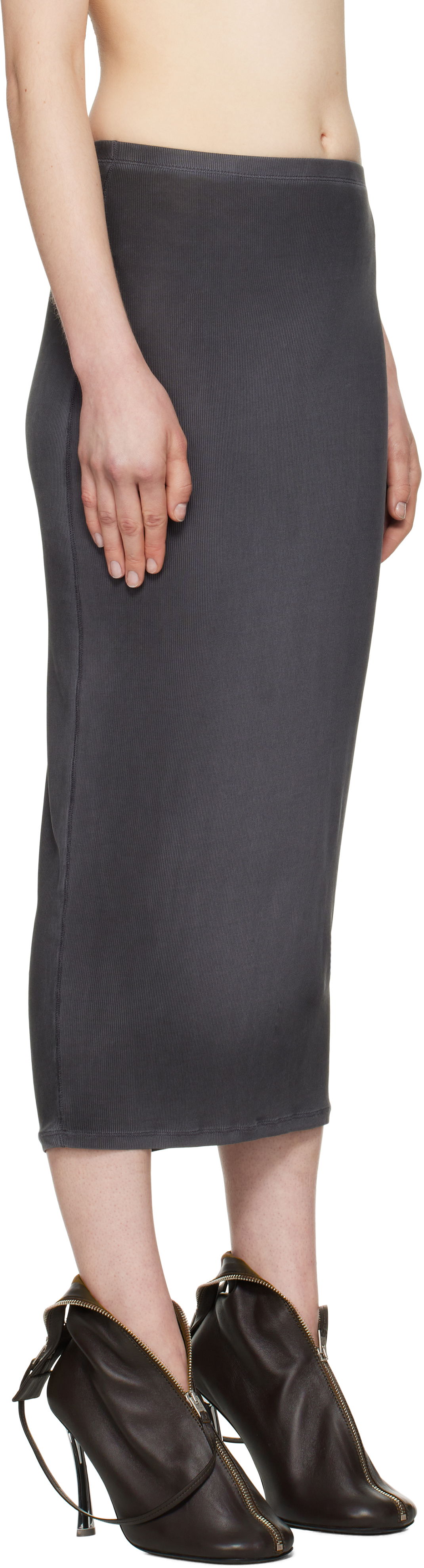 Nederdel Acne Studios Acne Studios Midi Ribbed Skirt Grå | AF0505-, 1