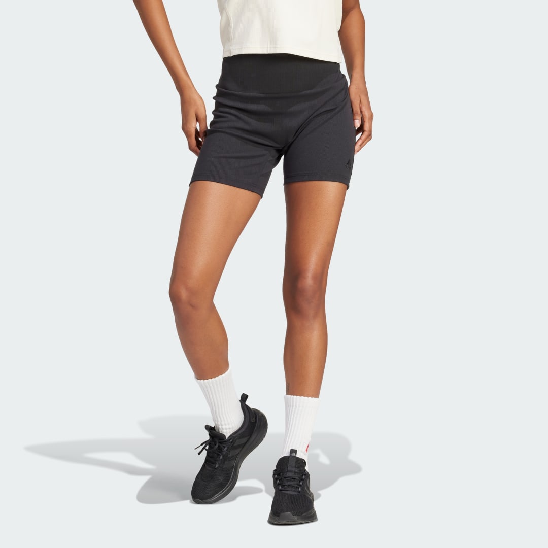 Shorts adidas Performance adidas Sportswear Cyklistické Lounge Ribbed High-Waist Sort | IR8786, 0