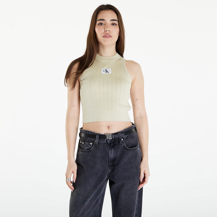 Tanktop CALVIN KLEIN Woven Label SweaterTank Top Grøn | J20J223151 LFU