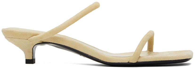 Tilbehør TOTEME TOTEME 'The Minimalist' Heeled Suede Sandals Beige | 243-WAS2065-LE0045
