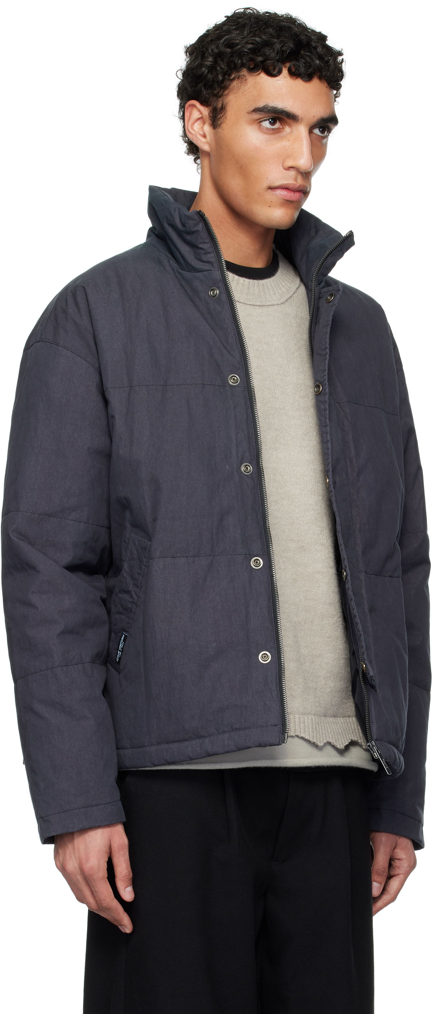 Puffer jakke izzue Izzue Indigo-Dyed Down Jacket Mørkeblå | IZXDND7101F4NCCX, 1