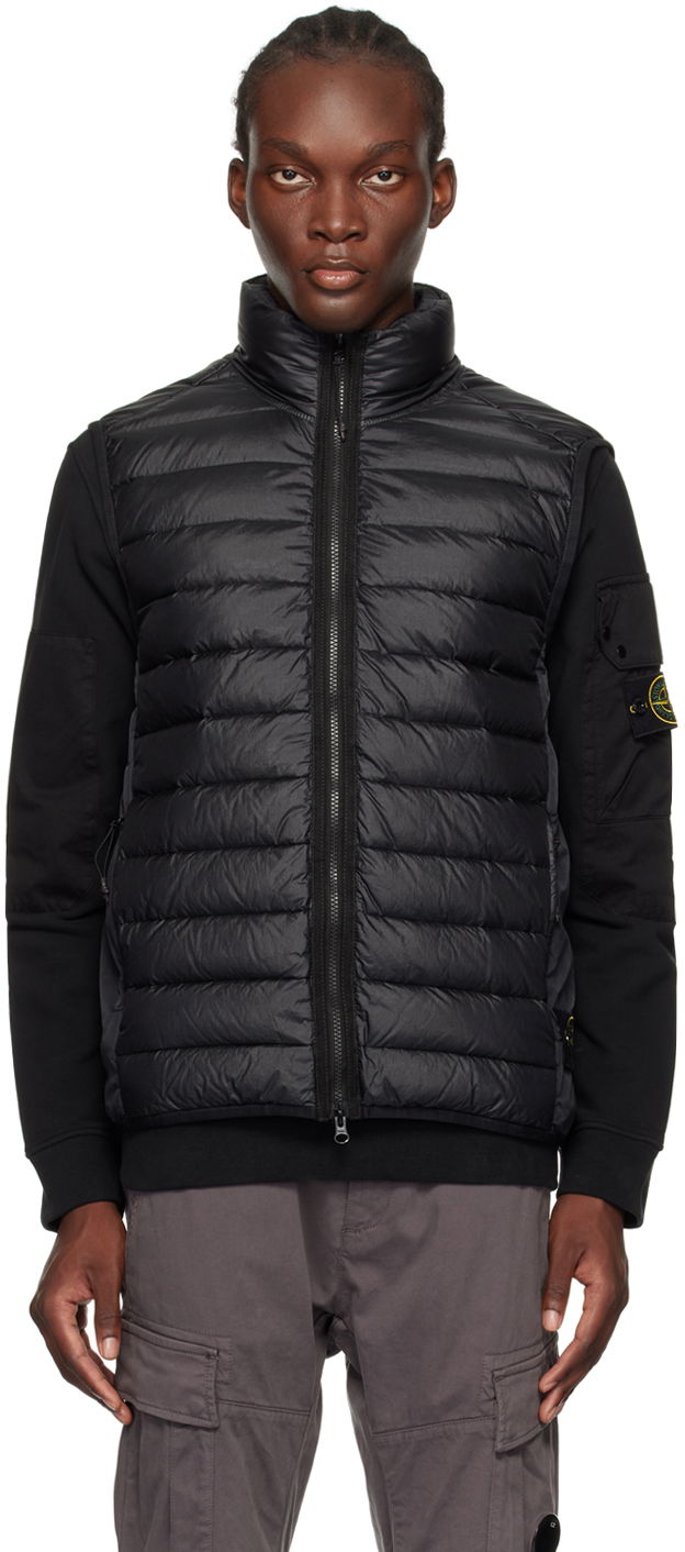 Vest Stone Island Black Quilted Down Vest Sort | 8115G0724