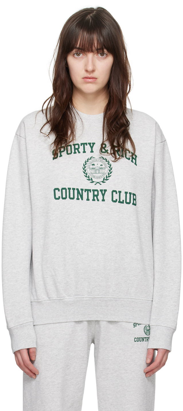 Sweatshirt Sporty & Rich Varsity Crest Sweatshirt Grå | CRAW2319HG, 0