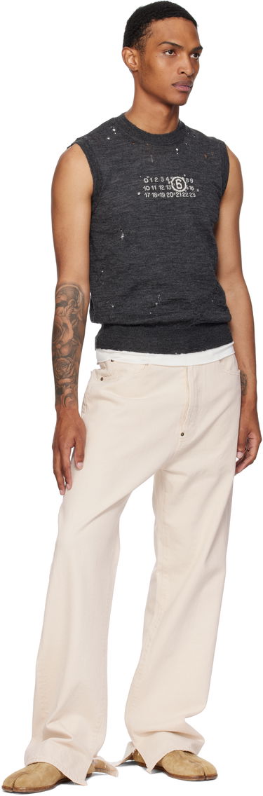 Sweater Maison Margiela MM6 Maison Margiela Wool Distressed Sweater Vest Grå | SH0FB0017 M13134, 3