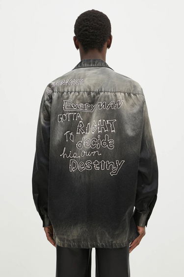 Skjorte Maison MIHARA YASUHIRO Maison MIHARA YASUHIRO Relaxed Fit Bleached Long Sleeve Satin Shirt Grå | J13SH183, 2
